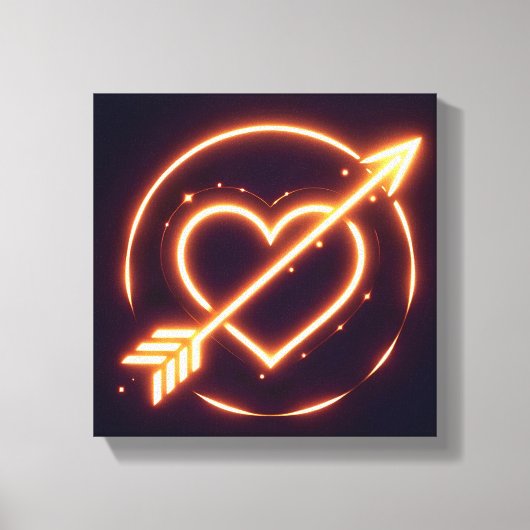 glowing image of a heart with cupid's arrow canvas afdruk (Voorkant)