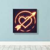 glowing image of a heart with cupid's arrow canvas afdruk (Insitu (Houten vloer))
