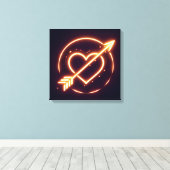 glowing image of a heart with cupid's arrow canvas afdruk (Insitu (Houten vloer))