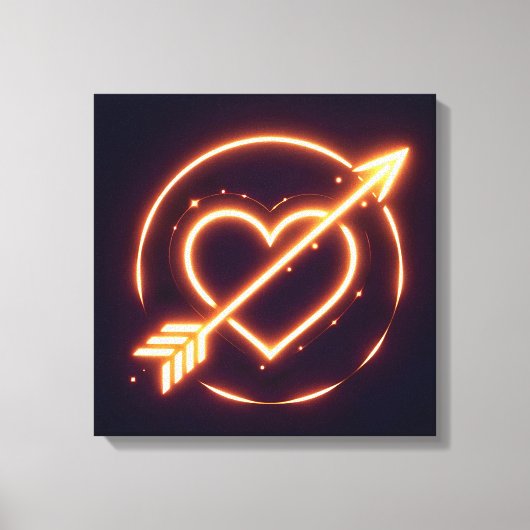 glowing image of a heart with cupid's arrow canvas afdruk (Voorkant)