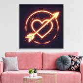 glowing image of a heart with cupid's arrow canvas afdruk (Insitu (Woonkamer))