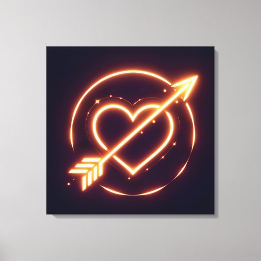 glowing image of a heart with cupid's arrow canvas afdruk (Voorkant)