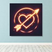 glowing image of a heart with cupid's arrow canvas afdruk (Insitu (Houten vloer))