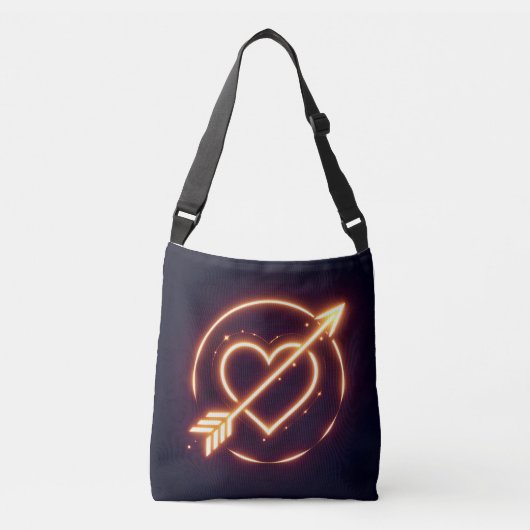 glowing image of a heart with cupid's arrow crossbody tas (Voorkant)