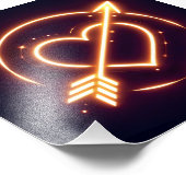 glowing image of a heart with cupid's arrow foto afdruk (Hoek)