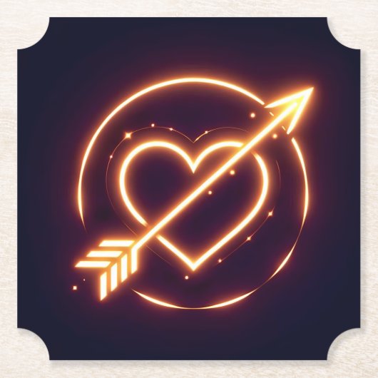 glowing image of a heart with cupid's arrow kartonnen onderzetters (Voorkant)