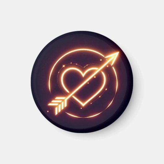 glowing image of a heart with cupid's arrow magneet (Voorkant)