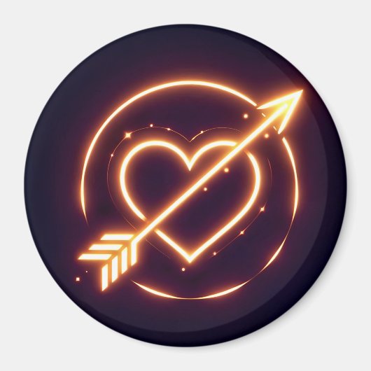 glowing image of a heart with cupid's arrow magneet (Voorkant)