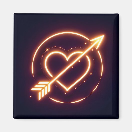glowing image of a heart with cupid's arrow magneet (Voorkant)