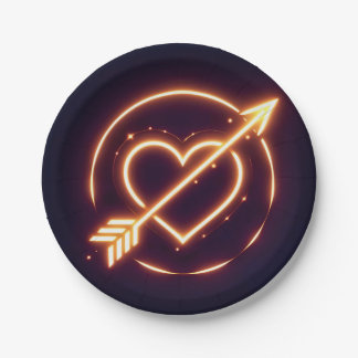 glowing image of a heart with cupid's arrow papieren bordje
