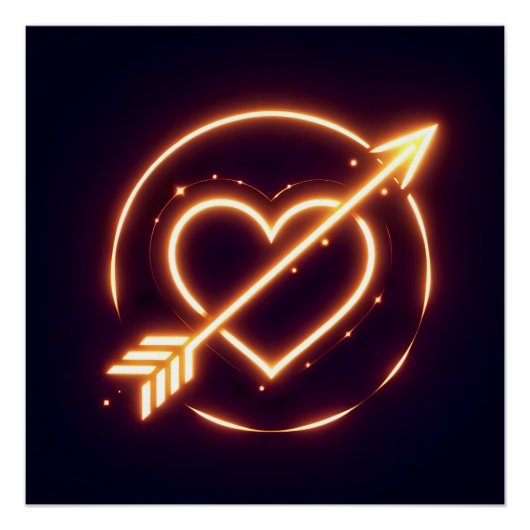 glowing image of a heart with cupid's arrow perfect poster (Voorkant)