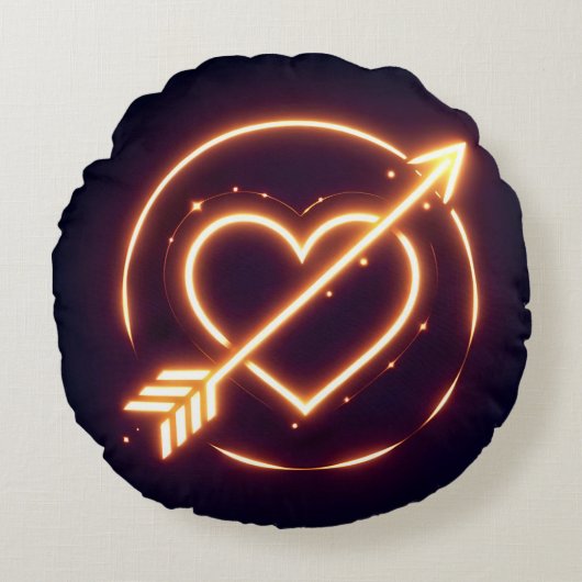 glowing image of a heart with cupid's arrow rond kussen (Voorkant)