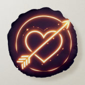 glowing image of a heart with cupid's arrow rond kussen (Achterkant)