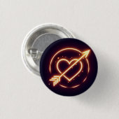 glowing image of a heart with cupid's arrow ronde button 3,2 cm (Voorkant /achterkant)