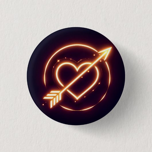 glowing image of a heart with cupid's arrow ronde button 3,2 cm (Voorkant)
