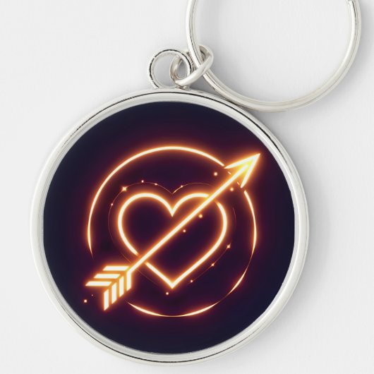 glowing image of a heart with cupid's arrow sleutelhanger (Voorkant)