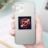glowing image of a heart with cupid's arrow sticker (Telefoon)