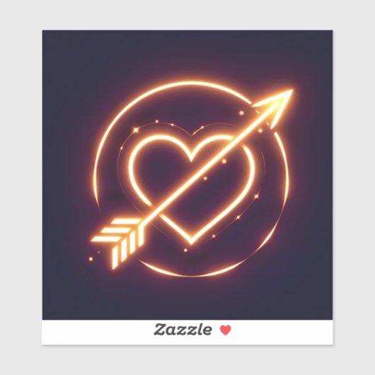 glowing image of a heart with cupid's arrow sticker (Vel)