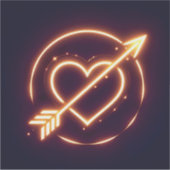 glowing image of a heart with cupid's arrow sticker (Voorkant)