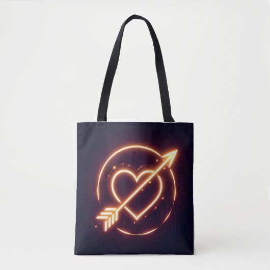 glowing image of a heart with cupid's arrow tote bag (Voorkant)