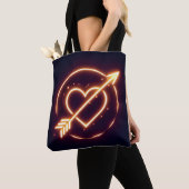 glowing image of a heart with cupid's arrow tote bag (Dichtbij)