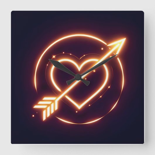 glowing image of a heart with cupid's arrow vierkante klok (Voorkant)