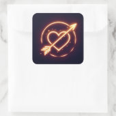 glowing image of a heart with cupid's arrow vierkante sticker (Tas)