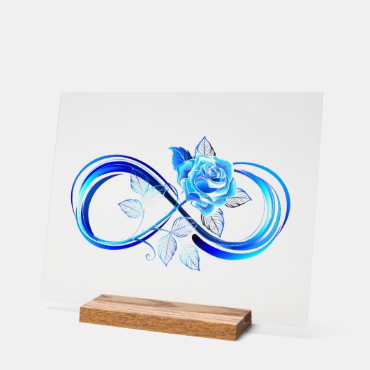 Glowing infinity with blue rose acryl bord (Hoek)