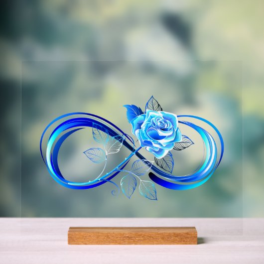 Glowing infinity with blue rose acryl bord (Neutraal)