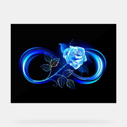Glowing infinity with blue rose acryl bord (Voorkant)