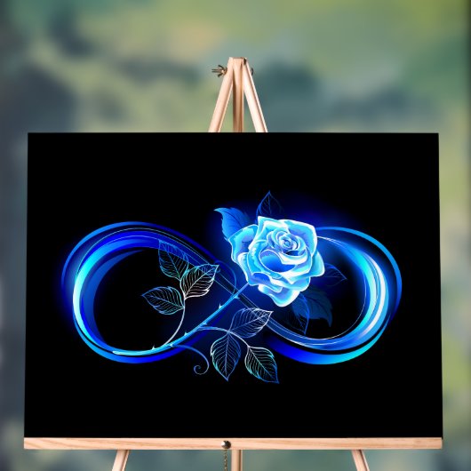 Glowing infinity with blue rose acryl bord (Neutraal)