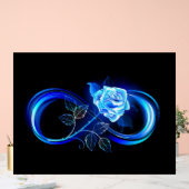 Glowing infinity with blue rose acryl bord (Huwelijk)