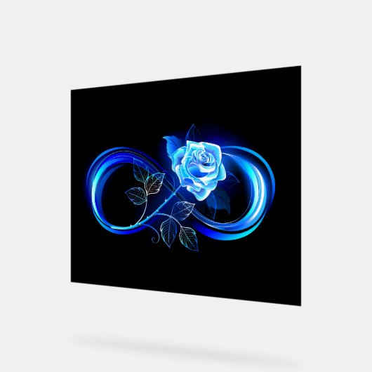 Glowing infinity with blue rose acryl bord (Hoek)