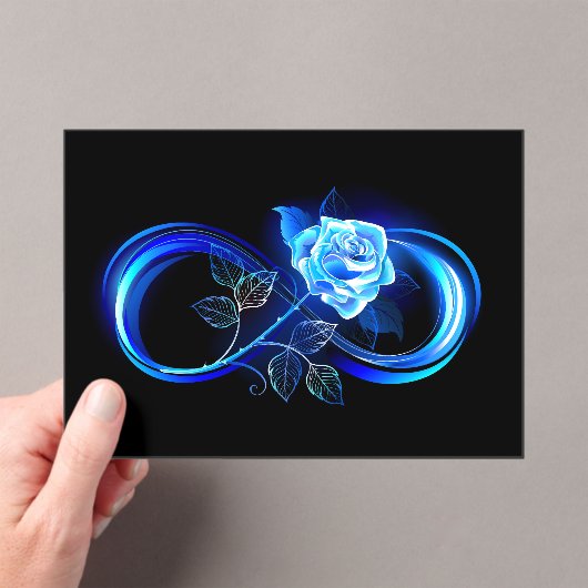 Glowing infinity with blue rose acryl uitnodigingen (Insitu (Draagbaar))