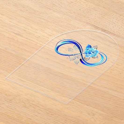 Glowing infinity with blue rose acryl uitnodigingen (Laagn)