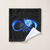 Glowing infinity with blue rose bad handdoek (Wasdoekje)