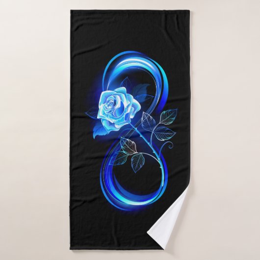 Glowing infinity with blue rose badhanddoek (Badhanddoek)