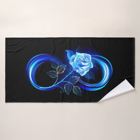 Glowing infinity with blue rose badhanddoek (Badhanddoek)