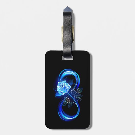 Glowing infinity with blue rose bagagelabel (Achterkant verticaal)