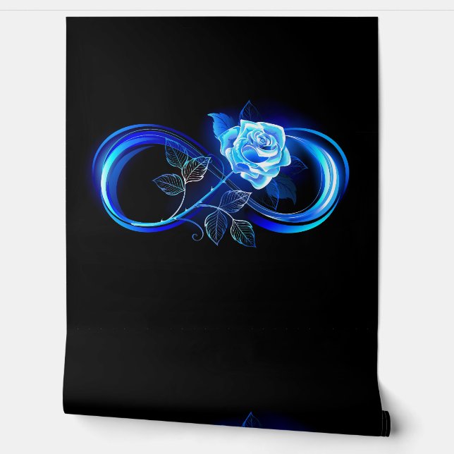 Glowing infinity with blue rose behang (Afrollen)