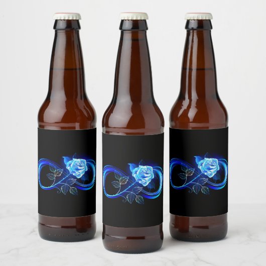 Glowing infinity with blue rose bier etiket (Flessen)