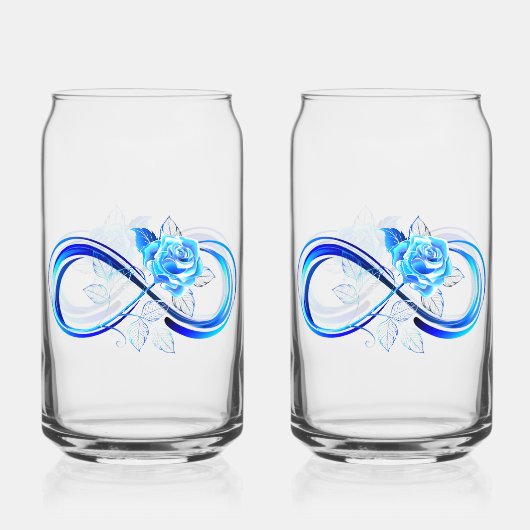 Glowing infinity with blue rose blikvorm glas (Voorkant)