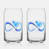 Glowing infinity with blue rose blikvorm glas (Achterkant)