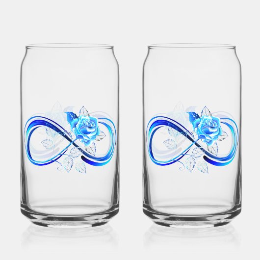 Glowing infinity with blue rose blikvorm glas (Achterkant)