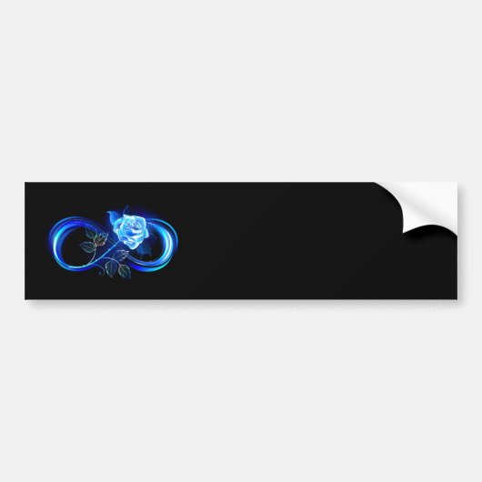 Glowing infinity with blue rose bumpersticker (Voorkant)