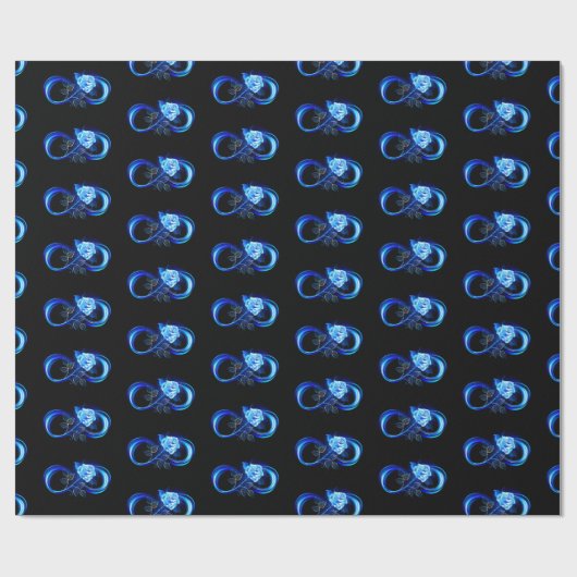 Glowing infinity with blue rose cadeaupapier (Vlak)