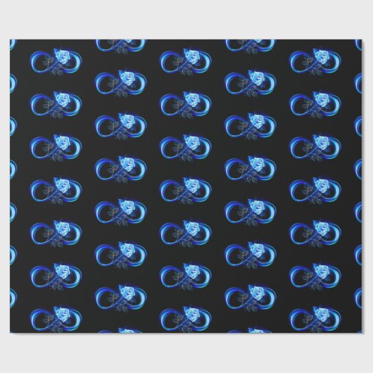 Glowing infinity with blue rose cadeaupapier (Vlak)
