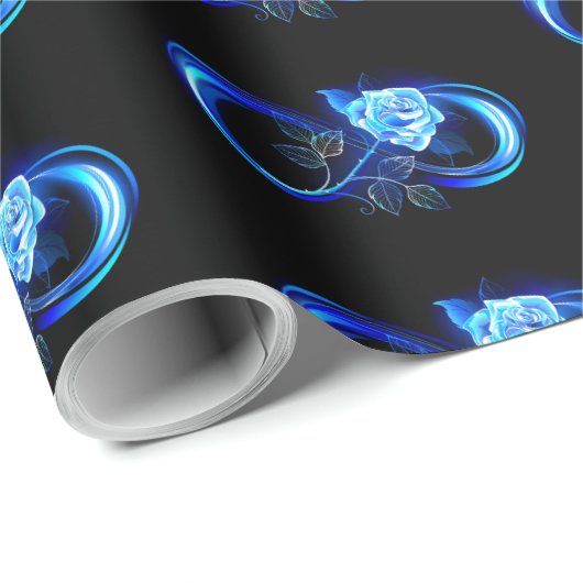 Glowing infinity with blue rose cadeaupapier (Rol Hoek)