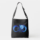 Glowing infinity with blue rose crossbody tas (Achterkant)