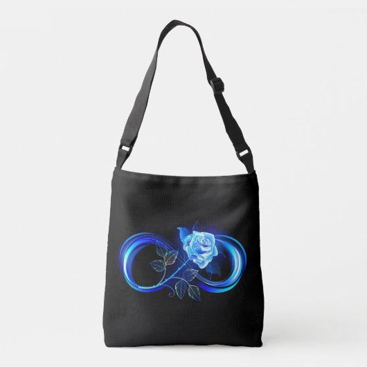 Glowing infinity with blue rose crossbody tas (Achterkant)